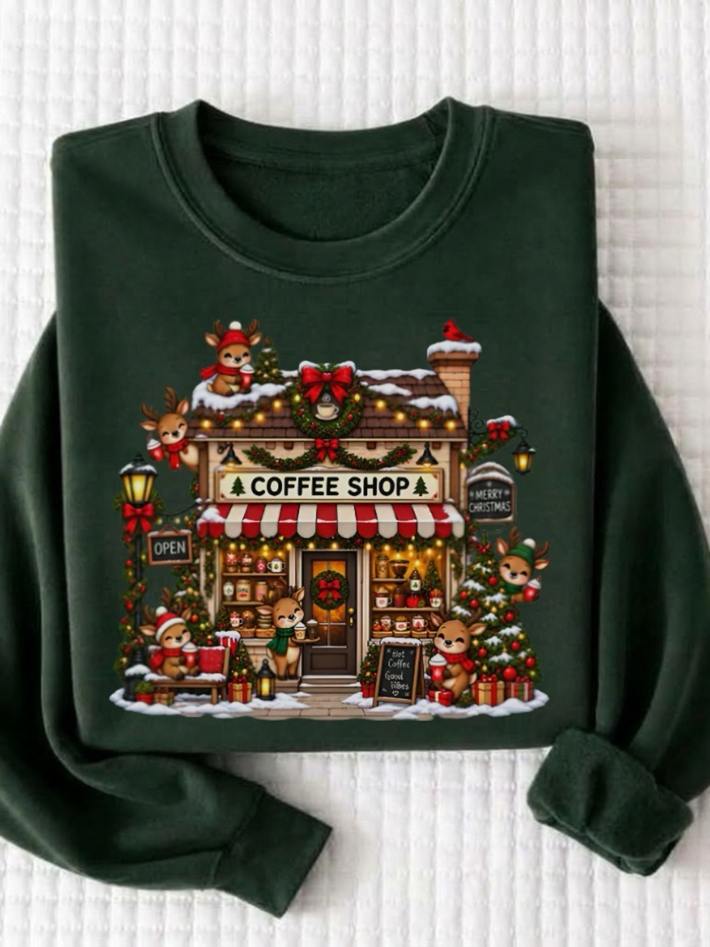 Christmas Coffee Shop Graphic Sweatshirt